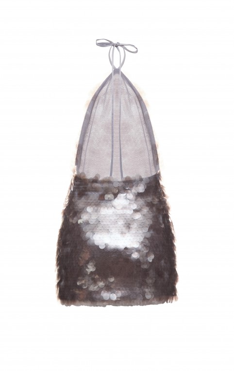 Сукня з паєтки з відкритою спиною Металева